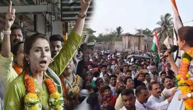ഊര്‍മിളയുടെ പ്രചരണത്തിനിടയിലേക്ക് മുദ്രാവാക്യവുമായി ബി.ജെ.പി പ്രവര്‍ത്തകര്‍; ചൗക്കിദാര്‍ ചോര്‍ ഹെ മുദ്രാവാക്യം വിളിച്ച് കോണ്‍ഗ്രസ് – വീഡിയോ 