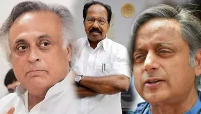‘പ്രതിപക്ഷത്തെത്തിയപ്പോള്‍ ഭരിക്കുന്ന പാര്‍ട്ടിയിലേയ്ക്ക് പാലമിടുകയാണ്’; മോദിയെ പുകഴ്ത്തിയ ശശി തരൂരിനും ജയറാം രമേഷിനുമെതിരെ വീരപ്പ മൊയ്‌ലി