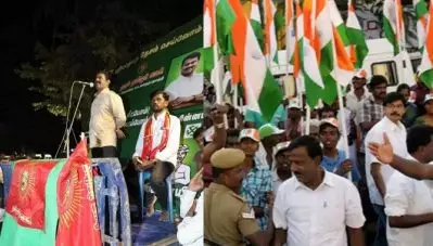 ‘അതെ, ഞങ്ങള്‍ രാജീവ് ഗാന്ധിയെ കൊന്നു,; തെരഞ്ഞെടുപ്പ് വേദിയില്‍ എന്‍.ടി.കെ നേതാവ്; കോലം കത്തിച്ച് പ്രതിഷേധം
