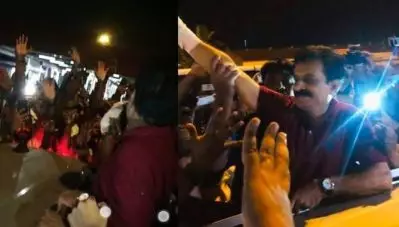 രജിത് കുമാറിന് വിമാനത്താവളത്തില്‍ സ്വീകരണം; രണ്ടുപേര്‍ അറസ്റ്റില്‍