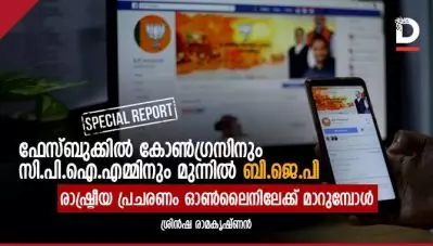 ഫേസ്ബുക്കില്‍ കോണ്‍ഗ്രസിനും സി.പി.ഐ.എമ്മിനും മുന്നില്‍ ബി.ജെ.പി; രാഷ്ട്രീയ പ്രചരണം ഓണ്‍ലൈനിലേക്ക് മാറുമ്പോള്‍