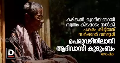 കരിങ്കല്‍ ക്വാറിയ്ക്കായി സ്വന്തം കിടപ്പാടം നല്‍കി, പകരം കിട്ടിയത് സര്‍ക്കാര്‍ വനഭൂമി; പെരുവഴിയിലായി ഒരു ആദിവാസി കുടുംബം
