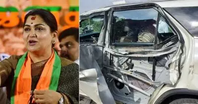 ഖുശ്ബു സഞ്ചരിച്ച വാഹനം അപകടത്തില്‍പ്പെട്ടു; കാറിലേക്ക് ട്രക്ക് ഇടിച്ചു കയറി
