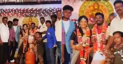 ‘വിലയേറിയ’ വിവാഹ സമ്മാനം; നവദമ്പതികള്‍ക്ക് ഗ്യാസ് സിലിണ്ടറും പെട്രോളും നല്‍കി സുഹൃത്തുക്കള്‍