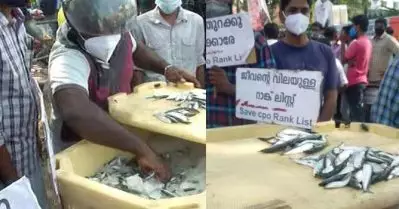 സെക്രട്ടറിയേറ്റിന് മുമ്പിൽ മീൻ വിൽപ്പന നടത്തി ഉദ്യോ​ഗാർത്ഥികൾ; സമരം 26ാം ദിവസത്തിലേക്ക്