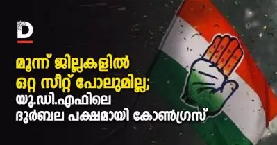 കോണ്‍ഗ്രസിന് ഒറ്റ സീറ്റു പോലുമില്ലാത്ത മൂന്ന് ജില്ലകള്‍; യു.ഡി.എഫിലെ ദുര്‍ബല പക്ഷമായി കോണ്‍ഗ്രസ്