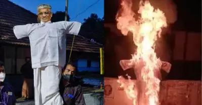 സുകുമാരന്‍ നായരുടെ കോലം കത്തിച്ച് എന്‍.എസ്.എസ് പ്രവര്‍ത്തകര്‍; പ്രതിഷേധം ആലപ്പുഴയില്‍