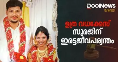 ഉത്ര വധക്കേസ്; സൂരജിന് ഇരട്ട ജീവപര്യന്തം