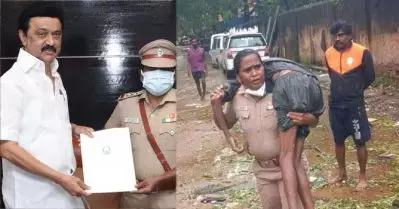 മാനവികതയുടെ വെളിച്ചം; യുവാവിനെ തോളിലേറ്റി രക്ഷപ്പെടുത്തിയ പൊലീസ് ഉദ്യോഗസ്ഥയെ അഭിനന്ദിച്ച് എം.കെ. സ്റ്റാലിന്‍