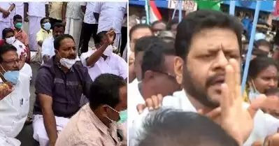 സംസ്ഥാനവ്യാപകമായി ചക്രസ്തംഭന സമരം നടത്തി കോണ്‍ഗ്രസ്; പാലക്കാടും കണ്ണൂരും സംഘര്‍ഷം; പൊലീസ് കയ്യേറ്റം ചെയ്‌തെന്ന് ശ്രീകണ്ഠന്‍ എം.പി