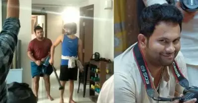 പുഷ് അപ്പ് ബാര്‍ കയ്യിലെടുത്ത് പ്രണവ്, മുണ്ട് കുരുങ്ങി അജു; ചിരി പടര്‍ത്തി ഷൂട്ടിംഗ് സെറ്റിലെ വീഡിയോ
