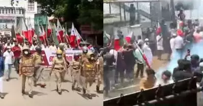 മുഖ്യമന്ത്രിയുടെ വസതിയിലേക്ക് പോപ്പുലര്‍ ഫ്രണ്ട് നടത്തിയ മാര്‍ച്ചിനിടെ സംഘര്‍ഷം; കണ്ണീര്‍വാതകവും ജലപീരങ്കിയും പ്രയോഗിച്ച് പൊലീസ്
