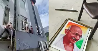 ഗാന്ധി ചിത്രം തകര്‍ത്തത് എസ്.എഫ്.ഐ പ്രവര്‍ത്തകരല്ല; പൊലീസ് ഫോട്ടോകള്‍ പുറത്ത്