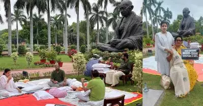 രാജ്യസഭയില്‍നിന്നും സസ്പെന്‍ഡ് ചെയ്യപ്പെട്ട എം.പിമാരുടെ റിലേ പ്രതിഷേധം; ആദ്യ ദിനം ഓപ്പണ്‍ എയറില്‍