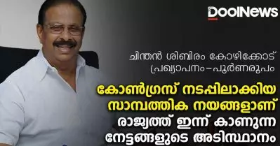 കോണ്‍ഗ്രസ് നടപ്പിലാക്കിയ സാമ്പത്തിക നയങ്ങളാണ് ഇന്ന് കാണുന്ന നേട്ടങ്ങളുടെ അടിസ്ഥാനം | കെ. സുധാകരന്‍