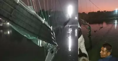 ഗുജറാത്തില്‍ തൂക്കുപാലം തകര്‍ന്ന് 60 മരണം; അറ്റകുറ്റപണി നടത്തി പാലം തുറന്നുകൊടുത്തത് അഞ്ച് ദിവസം മുമ്പ്