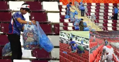 പതിവ് തെറ്റിച്ചില്ല, ഇത്തവണയും സ്റ്റേഡിയം വൃത്തിയാക്കി ജപ്പാന്‍ ആരാധകര്‍; ഫുട്‌ബോളിനെ സ്‌നേഹിക്കുന്ന ഇങ്ങനെയും ചിലര്‍