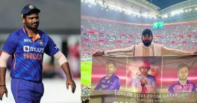 ഖത്തര്‍ ലോകകപ്പ് വേദിയില്‍ സഞ്ജുവിന് പിന്തുണയറിയിച്ച് മലയാളികള്‍; ചിത്രങ്ങള്‍ പങ്കുവെച്ച് രാജസ്ഥാന്‍ റോയല്‍സ്