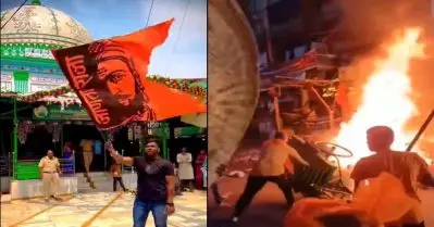 പള്ളിക്ക് മുന്നില്‍ ബജ്‌റംഗ്ദളിന്റെ കൊടി വീശി, വാഹനങ്ങള്‍ക്ക് തീയിട്ടു; രാമനവമിയുടെ പേരില്‍ രാജ്യത്തുടനീളം വ്യാപക അക്രമം