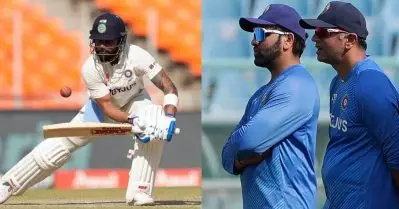 ടീം ഡിക്ലയര്‍ ചെയ്യണമെന്ന് രോഹിത്; കോഹ്‌ലി ഡബിള്‍ സെഞ്ച്വറിയടിച്ചിട്ട് മതിയെന്ന് ദ്രാവിഡ്