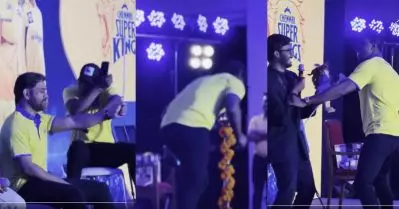 പേടിച്ചോടി ബ്രാവോ, പിന്നാലെ അവതാരകനെ തല്ലാനോങ്ങി; ഇങ്ങനെ പേടിക്കാതെടാ എന്ന് ധോണി; വീഡിയോ