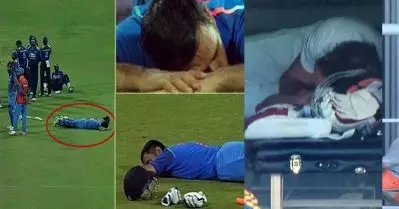 ബാറ്റിങ്ങിനിടെ ഗ്രൗണ്ടിലുറങ്ങി മാസ് കാണിച്ച ധോണി മുതല്‍ മിസ്റ്റര്‍ 360 വരെ; കളിക്കിടെ കിടന്നുറങ്ങിയ താരങ്ങള്‍