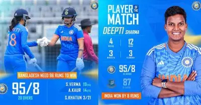 W1, W, 0, W, 0, W; ലാസ്റ്റ് ഓവറിലെ ഷെഫാലി മാജിക്കില്‍ ഇന്ത്യക്ക് പരമ്പര; വീണ്ടും താരമായി മിന്നു
