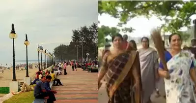 ബീച്ചില്‍ സദാചാര പൊലീസായി മഹിളാ മോര്‍ച്ച; യുവതി-യുവാക്കളെ ചൂലെടുത്ത് ഓടിച്ച് ബി.ജെ.പിയുടെ മഹിളകള്‍