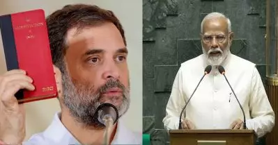 അടിയന്തരാവസ്ഥ ഓര്‍മിപ്പിച്ച് ഭരണഘടനയിലൂന്നി മോദി, ഭരണഘടന ഉയര്‍ത്തിക്കാട്ടി രാഹുല്‍; ജയ് ശ്രീറാം വിളിയുടെ കാലം കഴിഞ്ഞു