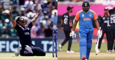 രോഹിത്തിന്റെ വിക്കറ്റ്: പന്തെറിഞ്ഞതും പന്തടിച്ചതും ക്യാച്ചെടുത്തതും ഇന്ത്യന്‍ താരങ്ങള്‍; ചരിത്രം കുറിച്ച് അമേരിക്കന്‍ മാണിക്യങ്ങള്‍