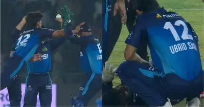 ആവേശം കുറച്ച് കൂടുതലാ, മാപ്പാക്കണം! വിക്കറ്റ് നേടിയതിന് പിന്നാലെ സ്വന്തം വിക്കറ്റ് കീപ്പറെ ‘തലക്കടിച്ചുവീഴ്ത്തി’ പാക് ബൗളര്‍