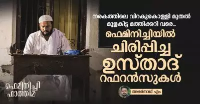 നരകത്തിലെ വിറകുകൊള്ളി മുതല്‍ മുളകിട്ട മത്തിക്കറി വരെ; ഫെമിനിച്ചിയില്‍ ചിരിപ്പിച്ച ഉസ്താദ് റഫറന്‍സുകള്‍