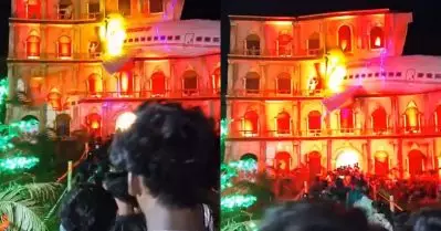ദുര്‍ഗ പൂജക്കിടെ അഹമ്മദാബാദ് വിമാനാപകടത്തിന്റെ പുനരാവിഷ്‌കാരം; ഇത് എന്തുതരം ആദരാഞ്ജലിയെന്ന് സോഷ്യല്‍ മീഡിയ