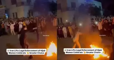ഡി.ജെ പാട്ടിനൊപ്പം ഹിജാബ് കൂട്ടിയിട്ട് കത്തിച്ച് ഇറാനിയന്‍ സ്ത്രീകള്‍; വീഡിയോ വൈറല്‍