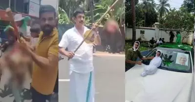 ആടിന്റെ തലയറുത്ത് പ്രതിഷേധിച്ചും കെ.ടി ജലീലിന്റെ മൃദദേഹമുണ്ടാക്കിയും ആഹ്‌ളാദ പ്രകനവുമായി മുസ്‌ലിം ലീഗ്
