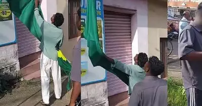 പാകിസ്ഥാന്‍ പതാകയുമായി സാമ്യമെന്ന് ആരോപണം; കൊല്ലത്ത് ബ്രസീല്‍ പതാകകള്‍ അഴിപ്പിച്ച് ആര്‍.എസ്.എസ്