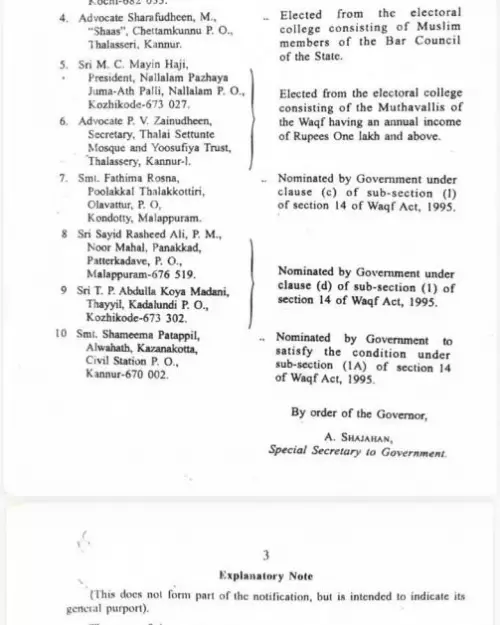 2014 Kerla Gazette Notificaion Of Waqf Board Members 